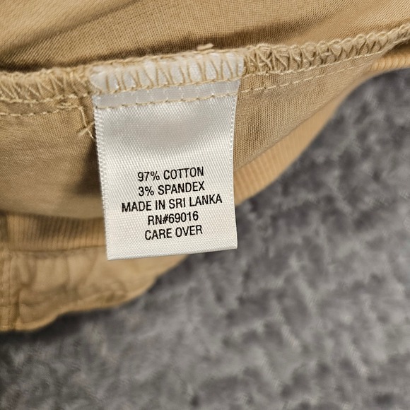 Boho Beach Khaki Cargo Capri Pants Women 4P Tan Utility Cropped Trousers Pockets - Picture 9 of 9